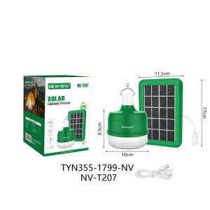 NV-T207 DC5V 30W Solar Lighting System with 5V/2W Polycrystalline Solar Panel TYPE-C Port
