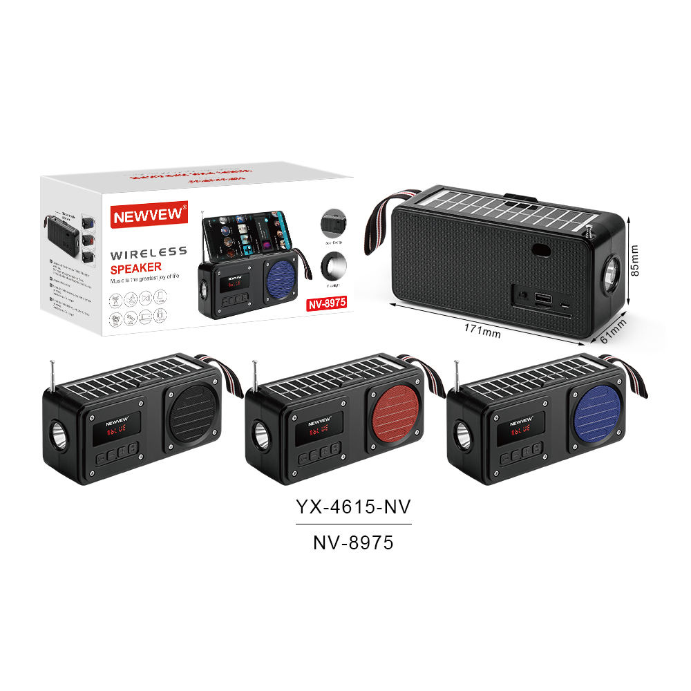 OEM Manufacturer Box Speaker - Portable Mini Speaker with Solar Panel Flashlight NV-8975 – TAIGE