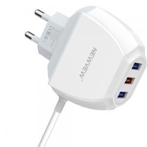 NV-A0032 3*USB  Adapter Charger Built-In V8 Charging Wire